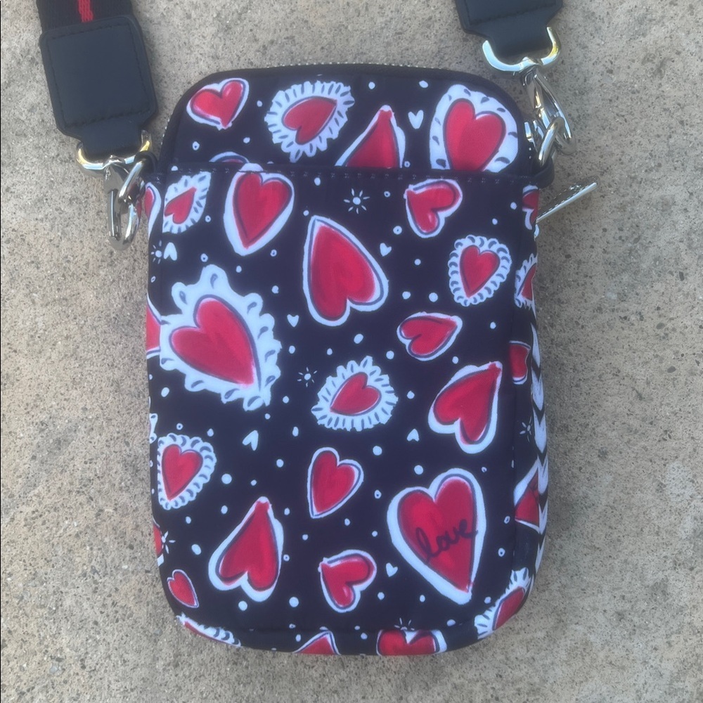 Brighton Love 'Hearts & Flutter Crossbody Black/Red Bag - Picture 8 of 8